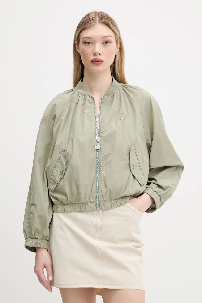 Bavlnená bunda typu bomber Hugo Blue zelená farba, prechodná, 50536970