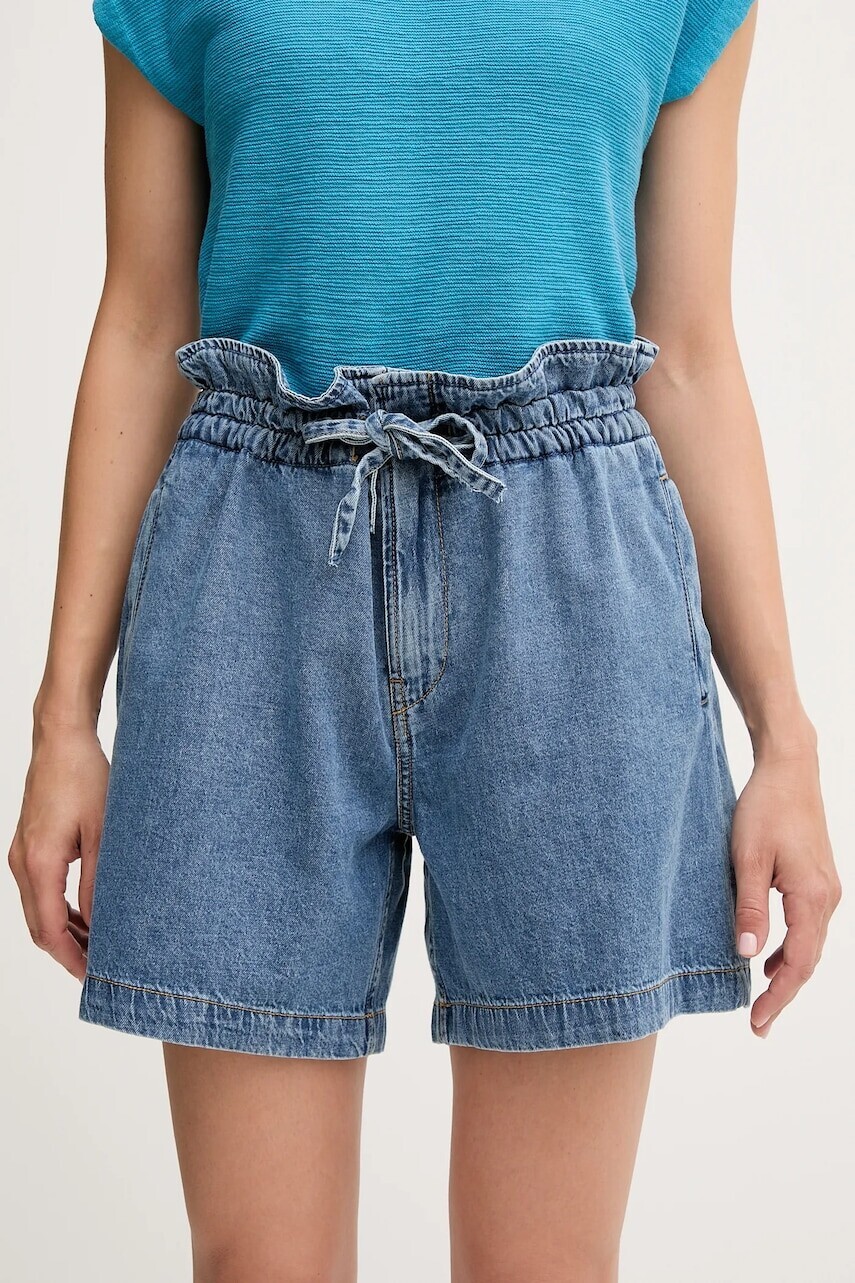 Rifľové krátke nohavice Pepe Jeans A-LINE SHORT UHW CINCH jednofarebné, vysoký pás, PL801178