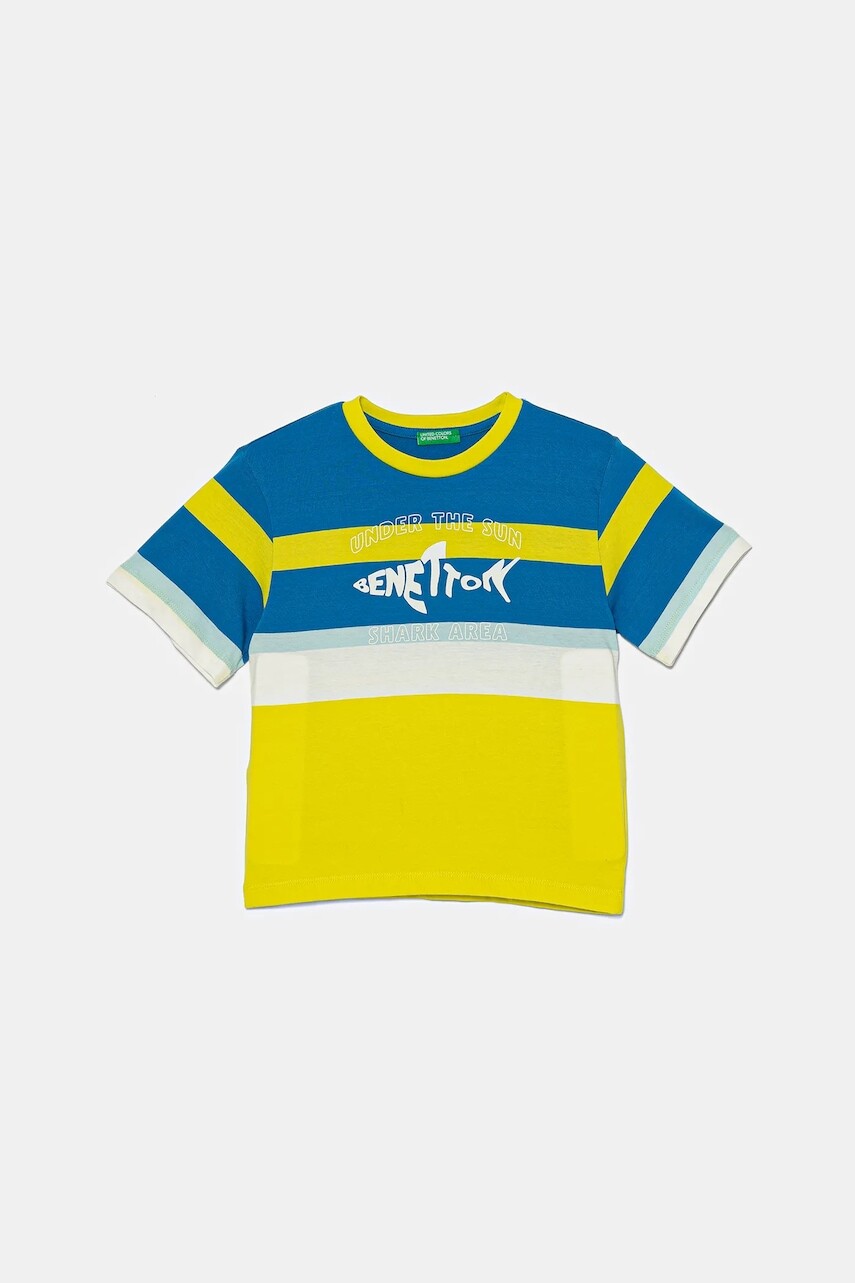 Detské bavlnené tričko United Colors of Benetton vzorované, 3V0HG10JE