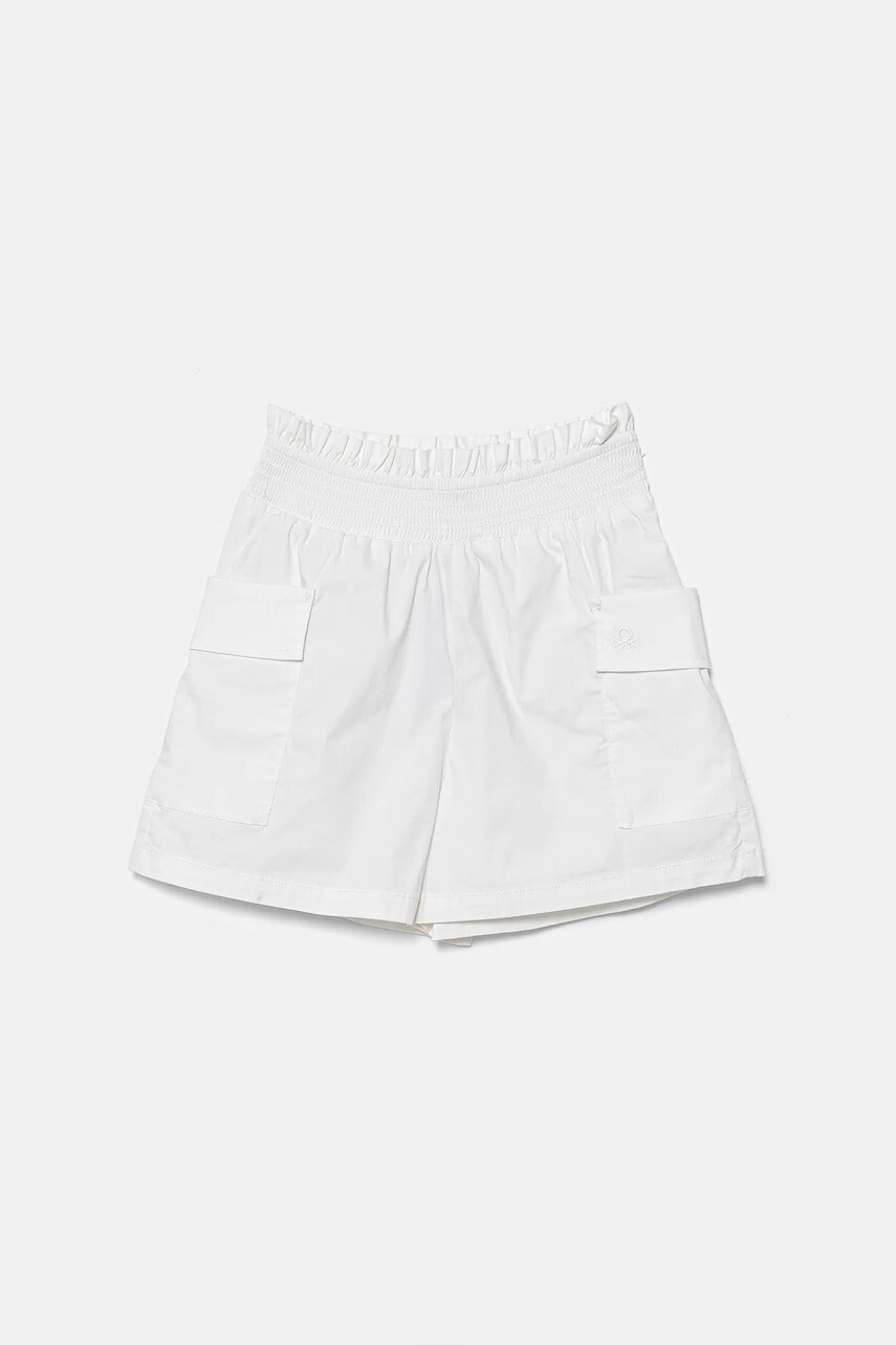 Detské krátke nohavice United Colors of Benetton biela farba, jednofarebné, 4L2VC903S