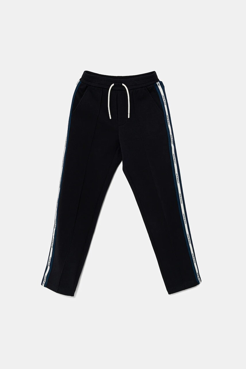 Detské tepláky Emporio Armani tmavomodrá farba, s nášivkou, EB000148 AF10126
