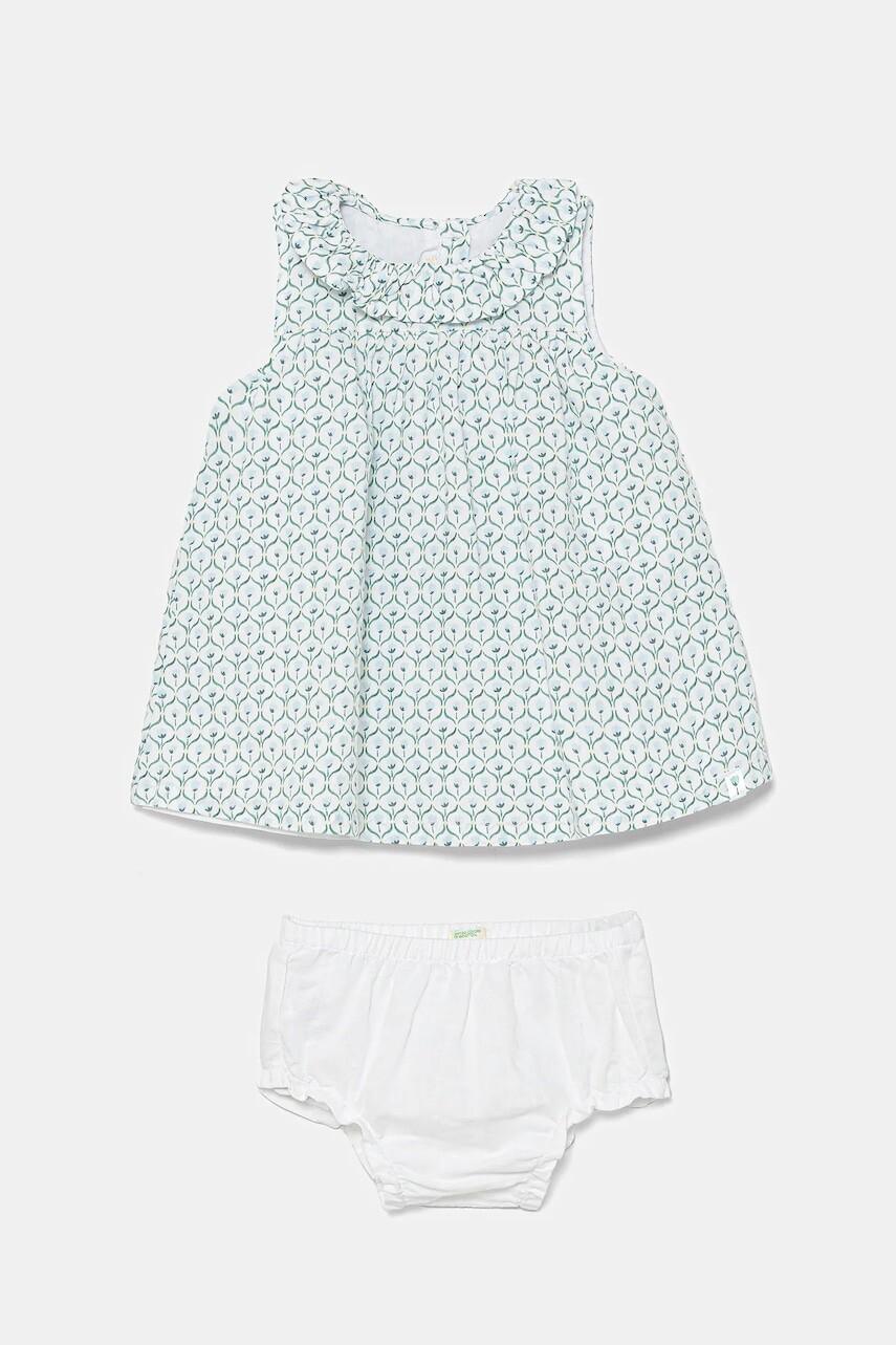Ľanové šaty pre bábätká United Colors of Benetton mini, áčkový strih, 4Q1NAV00O
