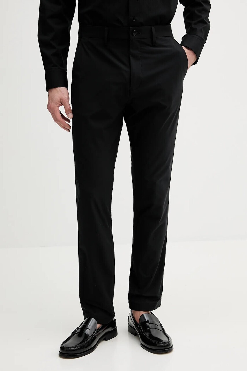 Nohavice Calvin Klein čierna farba, rovný strih, LV04LB610G