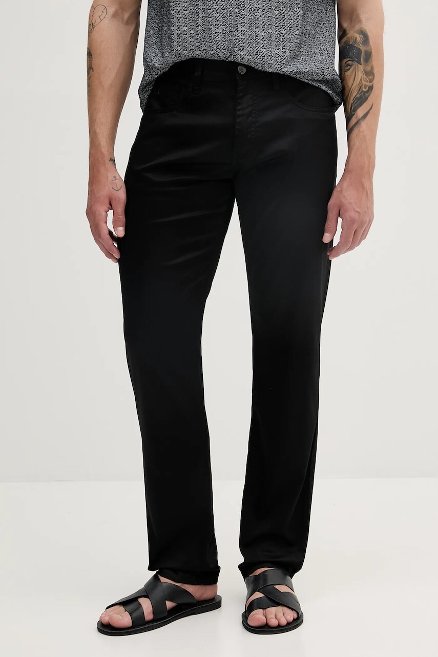 Nohavice Armani Exchange čierna farba, priliehavé, XM000049 AF13236