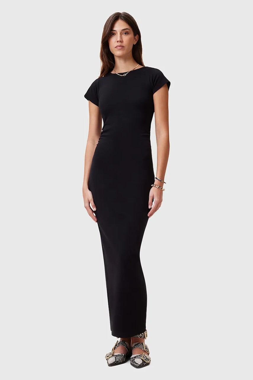 Bavlnené šaty AllSaints KATARINA čierna farba, maxi, priliehavé, W253DC