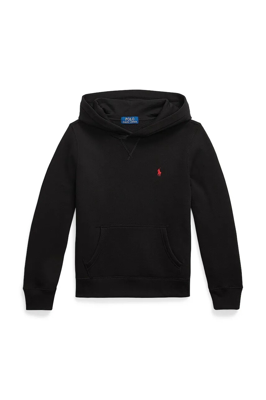 Mikina Polo Ralph Lauren čierna farba, s kapucňou, jednofarebná, 323749954059