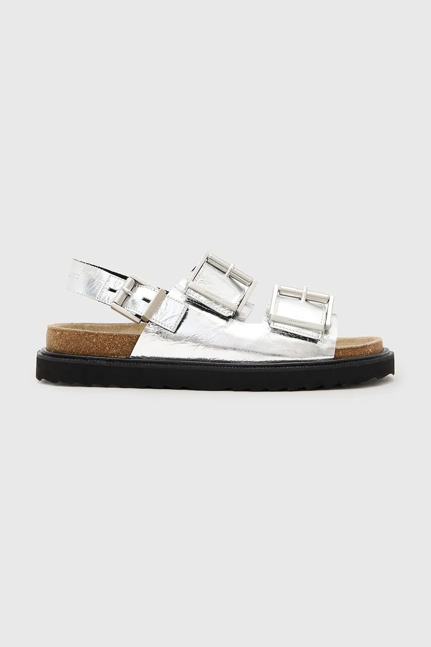 Kožené sandále AllSaints Isla Sandal strieborná farba, W044FC