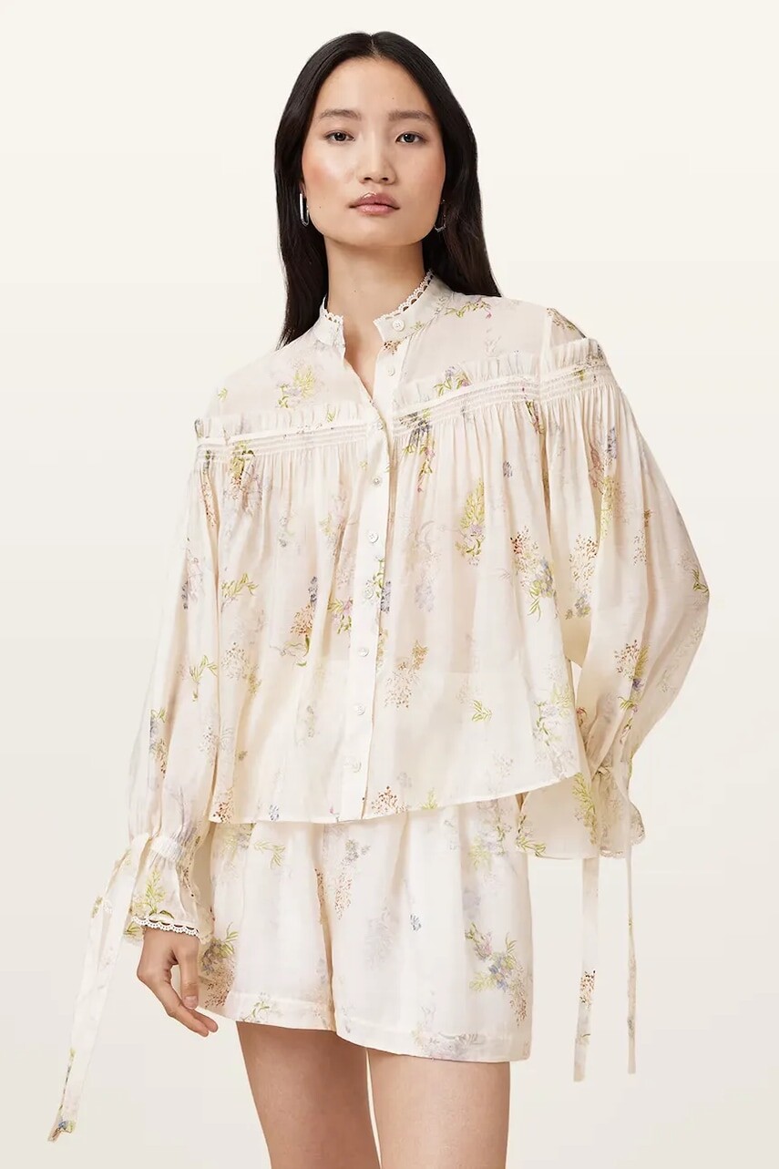 Košeľa AllSaints DELPHINE biela farba, regular, so stojačikom, W057PC
