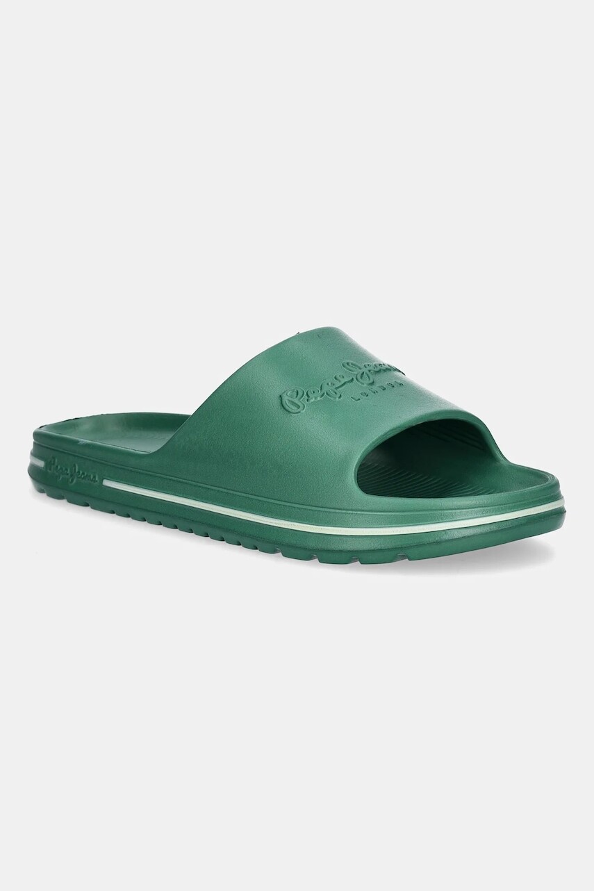 Šľapky Pepe Jeans BEACH SLIDE M zelená farba, PMS70159
