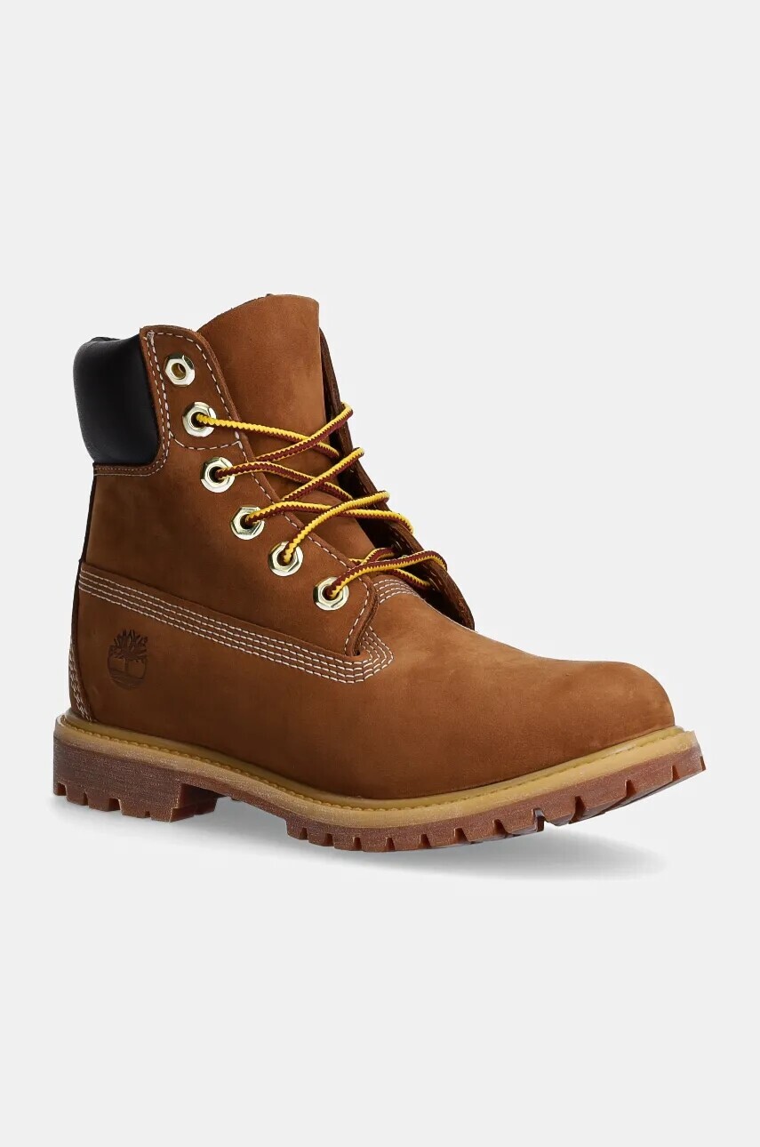 Nubukové workery Timberland PREMIUM 6 INCH BOOT hnedá farba, na plochom podpätku, TB1103602141