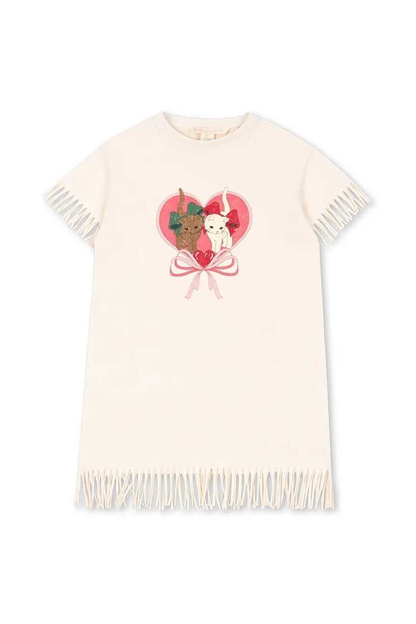 Šaty Konges Sløjd MARAH DRESS GOTS béžová farba, mini, rovný strih, KS103406