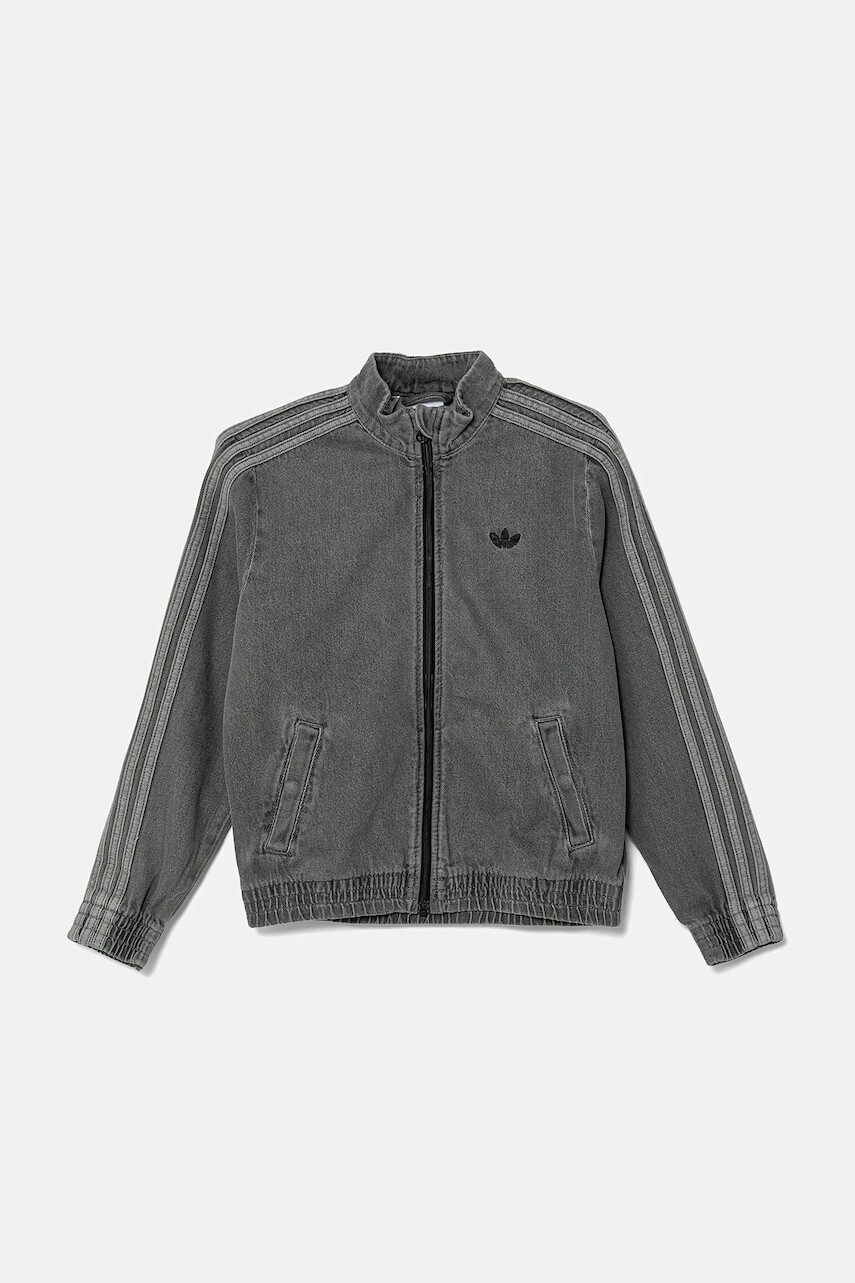 Detská rifľová bunda adidas Originals šedá farba, JV7801