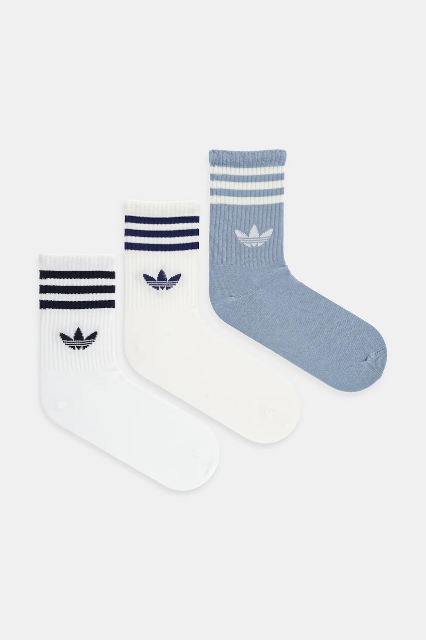 Ponožky adidas Originals 3-Stripes 3-pak biela farba, JV7406