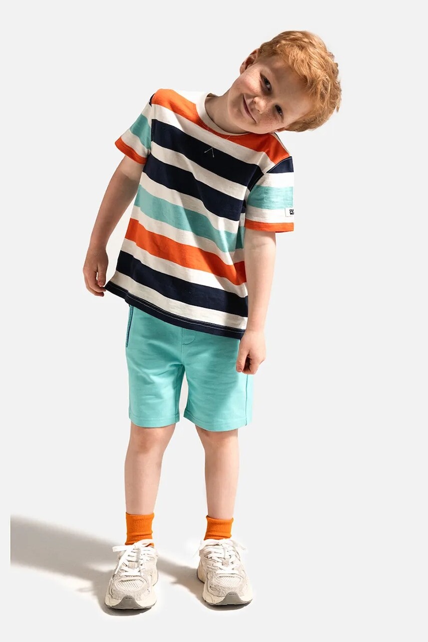Bavlnené šortky Coccodrillo tyrkysová farba, nastaviteľný pás IN THE SUN BOY KIDS
