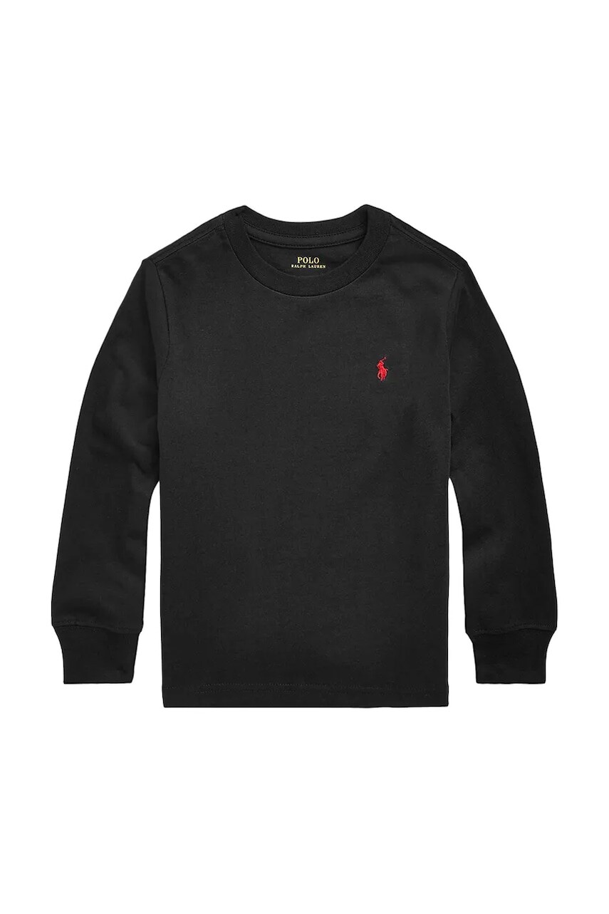 Bavlnené tričko s dlhým rukávom Polo Ralph Lauren čierna farba, jednofarebné, 322843804001