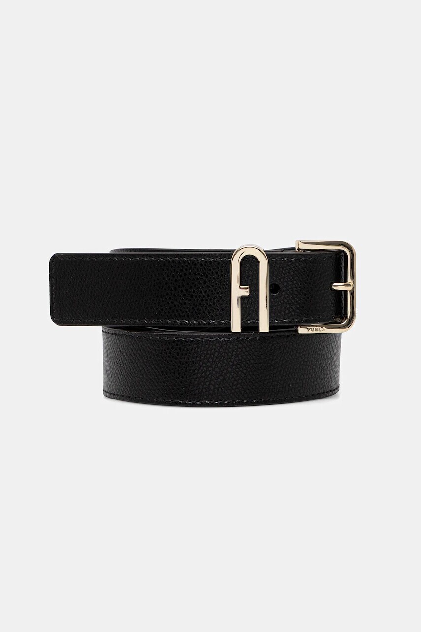 Kožený opasok Furla čierna farba, WC00078.ARE000.O6000