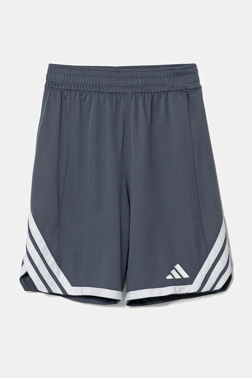 Detské krátke nohavice adidas Originals šedá farba, s nášivkou, nastaviteľný pás JM5128