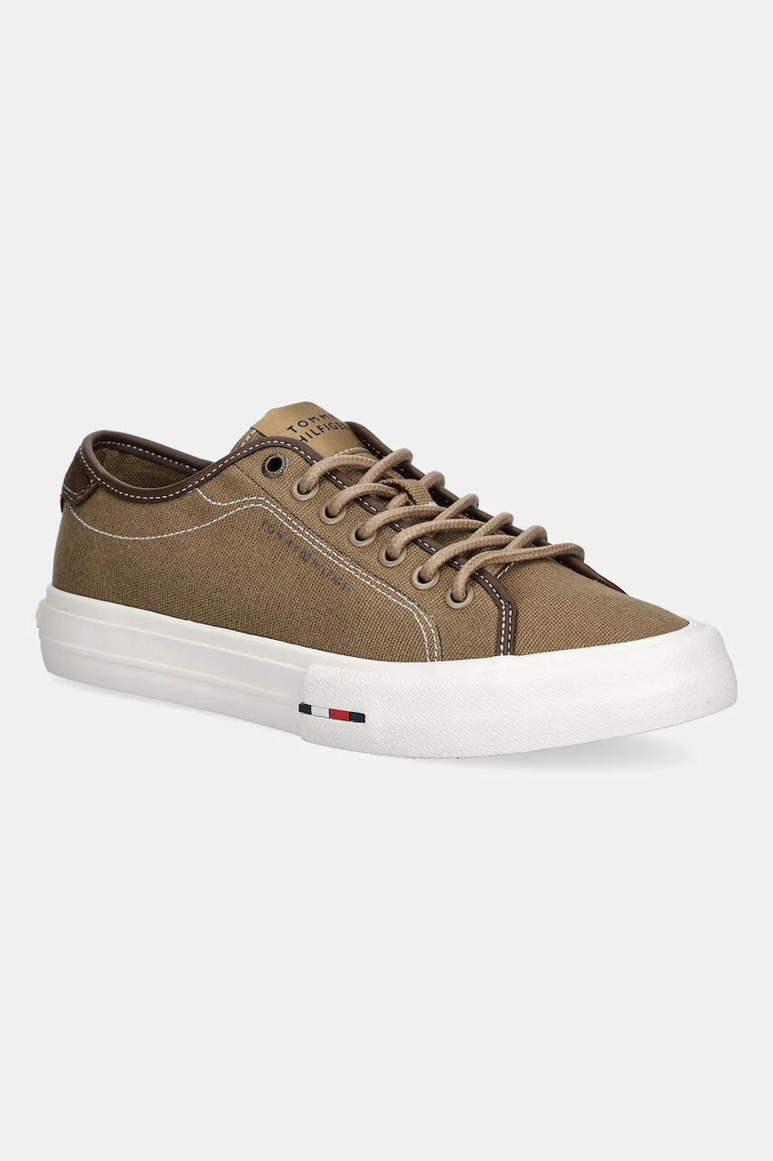 Tenisky Tommy Hilfiger TH HI VULC STREET CANVAS hnedá farba, FM0FM05515