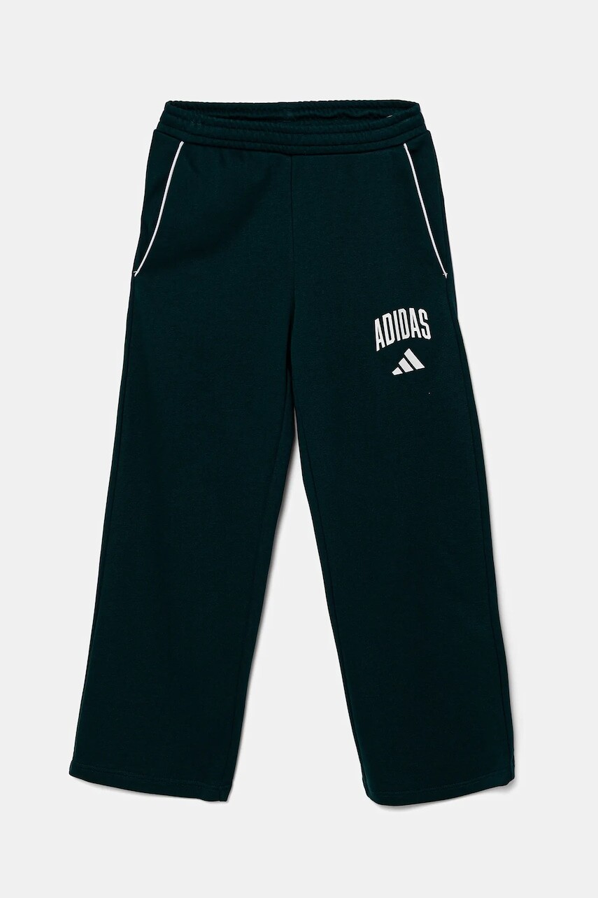 Detské tepláky adidas zelená farba, vzorované, JV7372