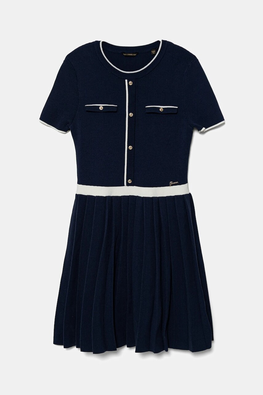 Dievčenské šaty Guess tmavomodrá farba, midi, áčkový strih, J4BK31 Z3M90