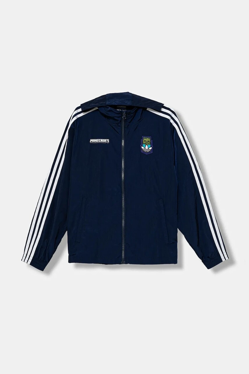 Detská bunda adidas Originals MINECRAFT tmavomodrá farba, KD9835