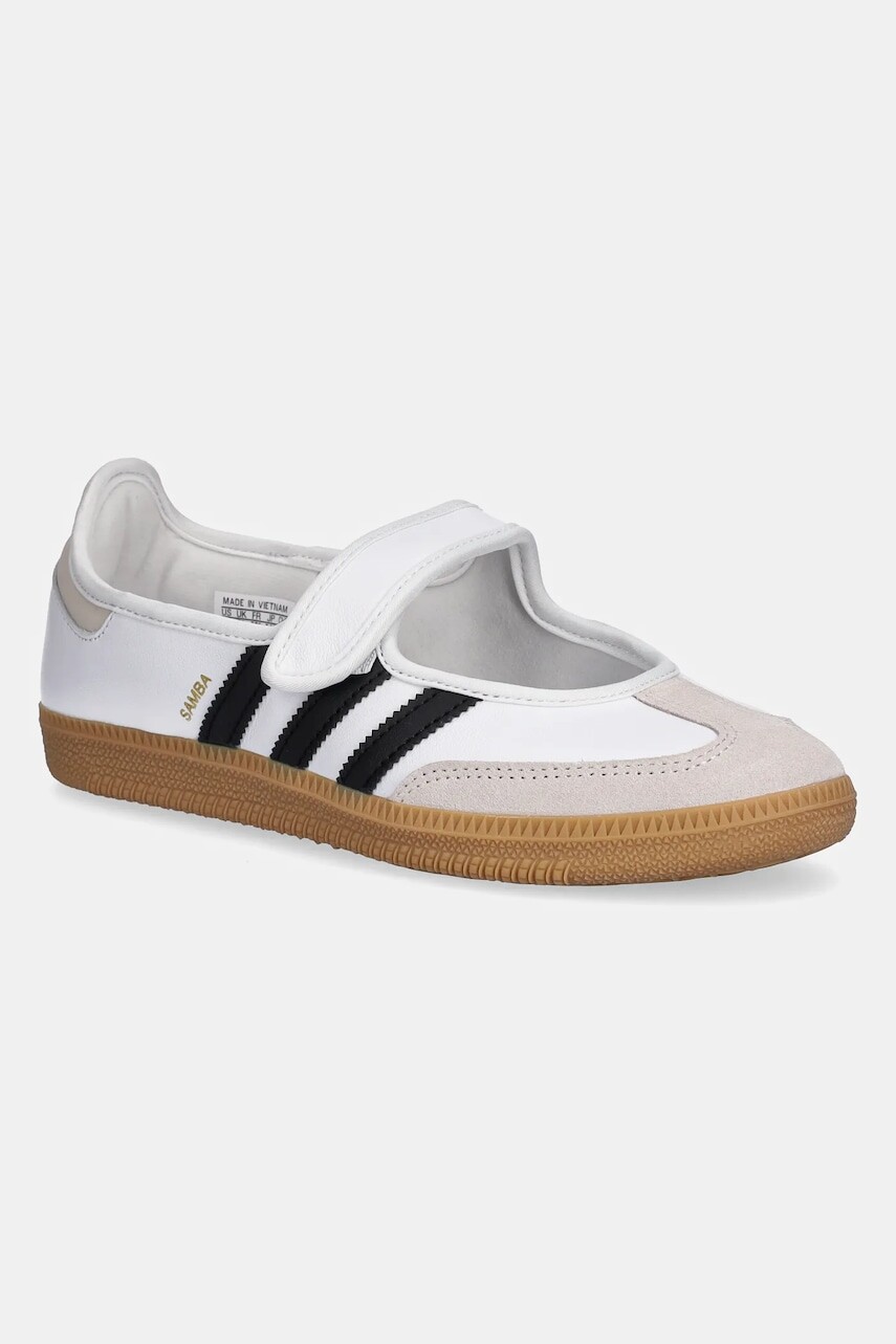 Kožené balerínky adidas Originals Samba Jane biela farba, JR1402