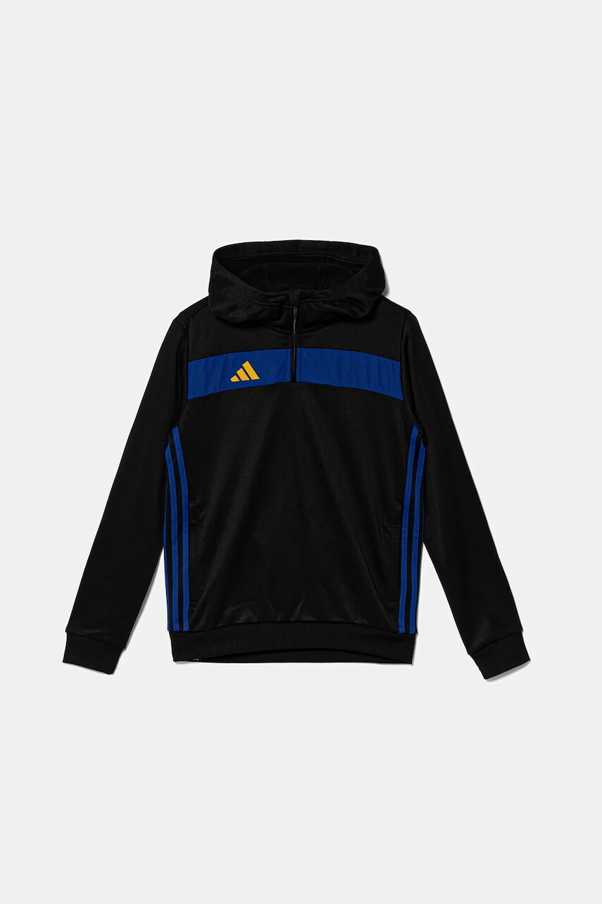 Detská mikina adidas Performance čierna farba, s kapucňou, vzorovaná, JX2230