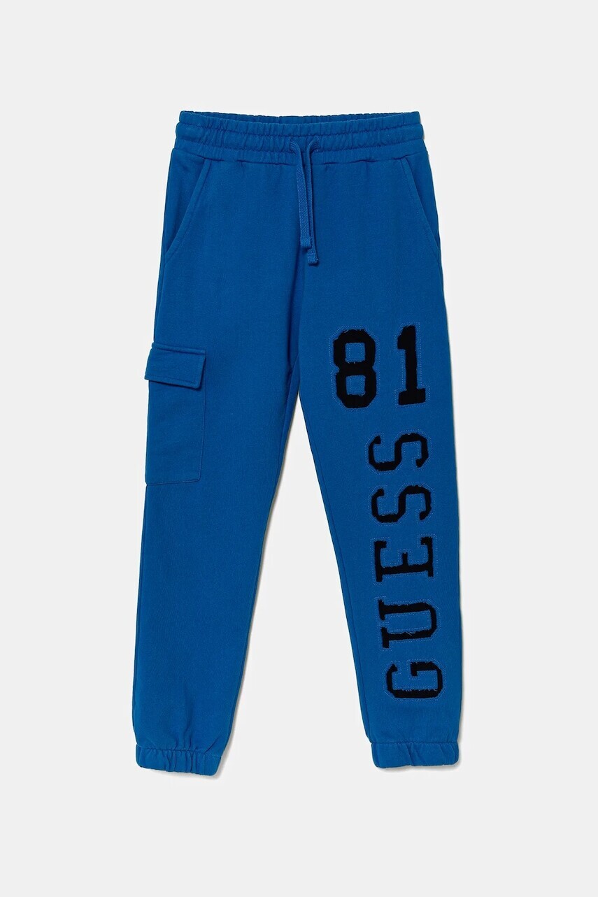 Detské bavlnené tepláky Guess s potlačou, L5YQ13 KAD74