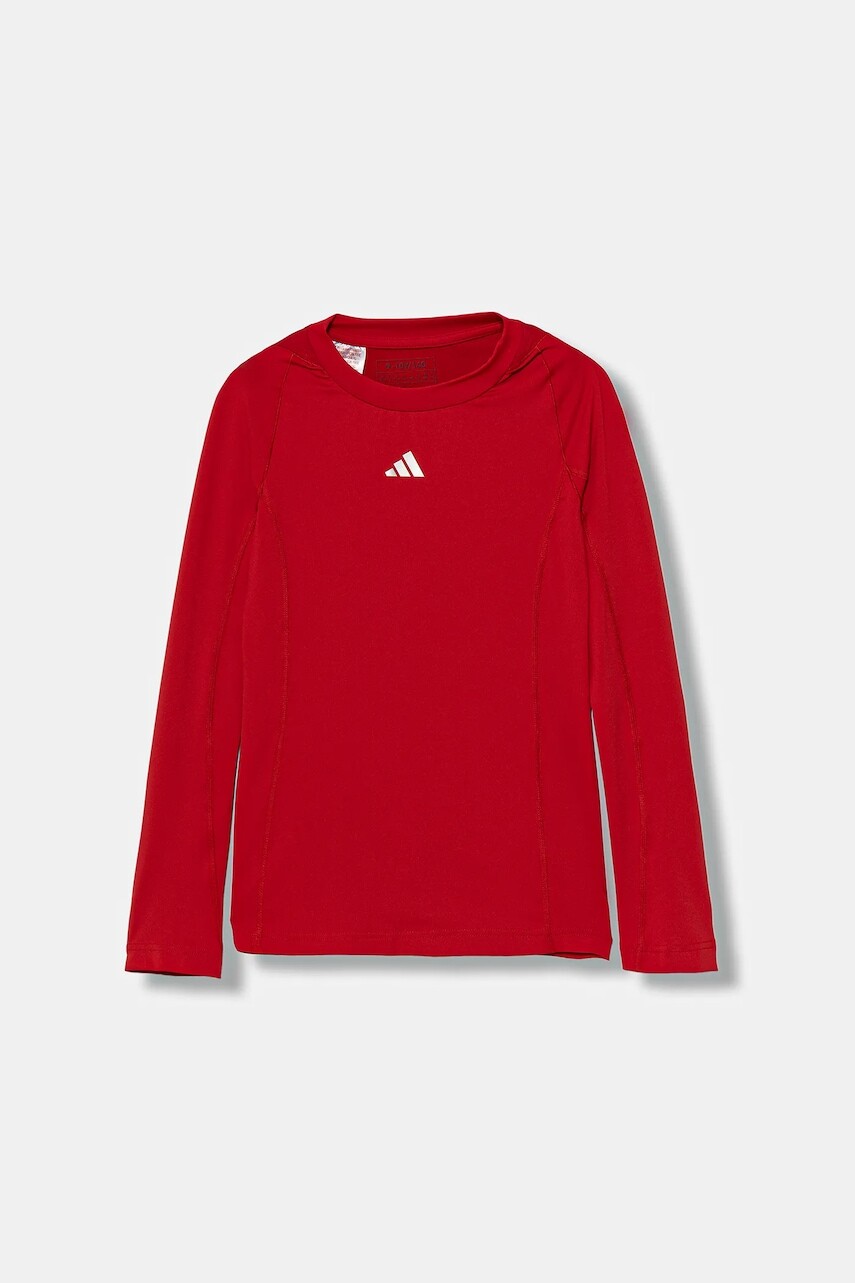 Detské tričko s dlhým rukávom adidas Performance červená farba, s potlačou, JW7960