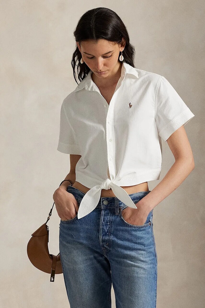 Bavlnená košeľa Polo Ralph Lauren biela farba, regular, s klasickým golierom, 211971516