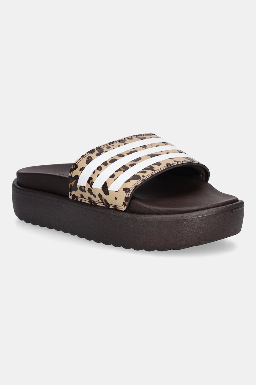 Šľapky adidas Adilette Platform hnedá farba, na platforme, JR9234