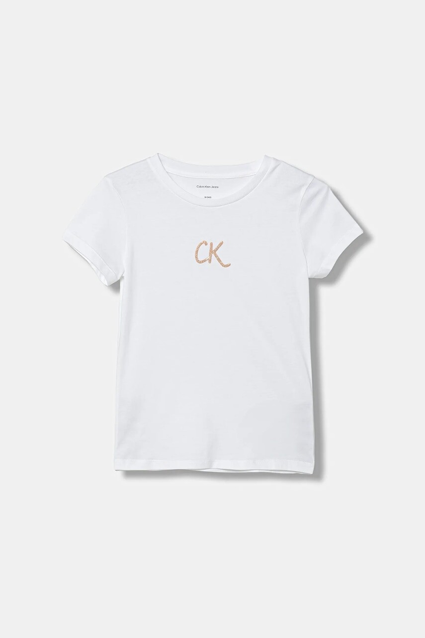 Detské bavlnené tričko Calvin Klein Jeans biela farba, IG0IG02972