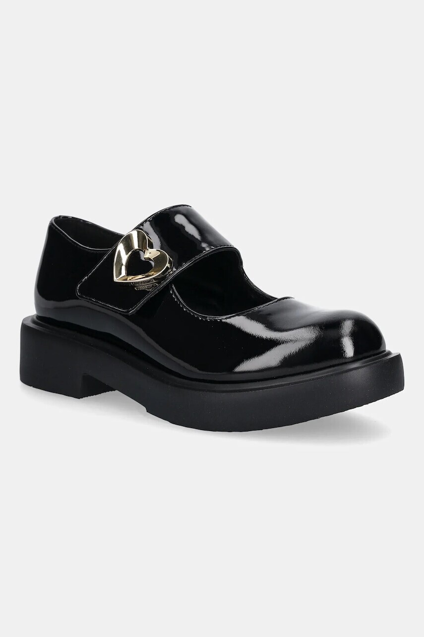 Kožená obuv Love Moschino čierna farba, na platforme, JA10114G1NIH0000