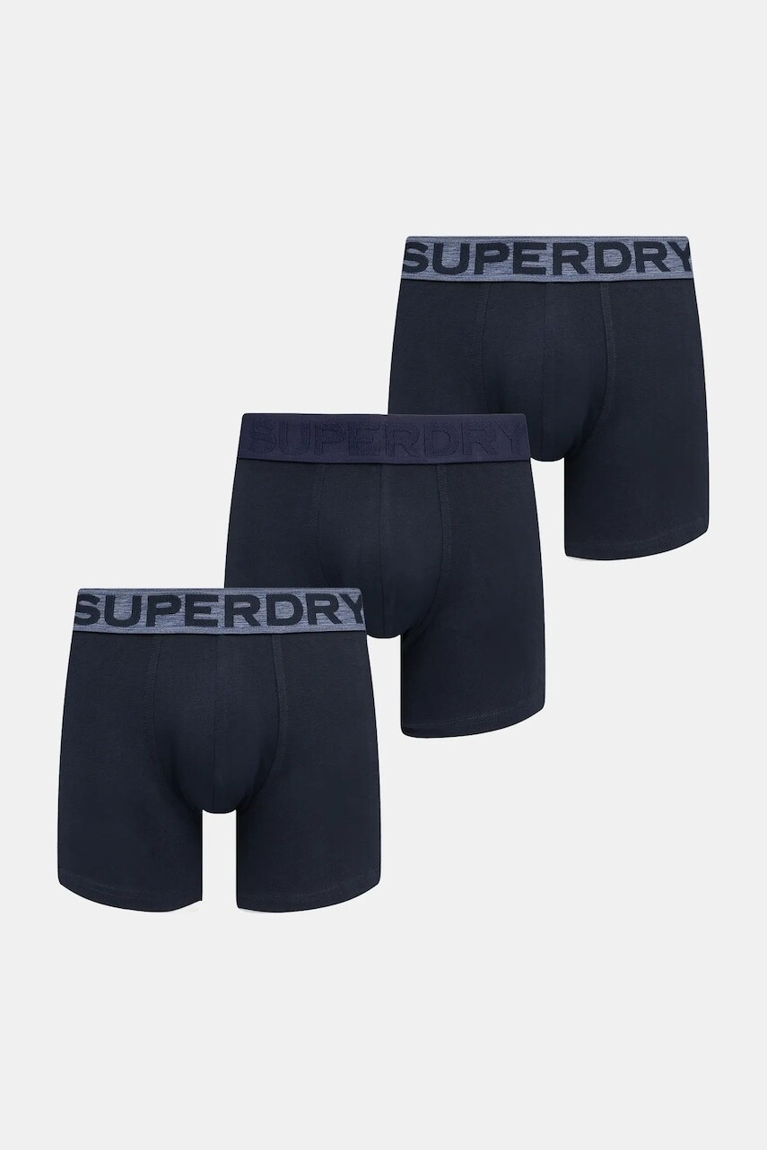 Boxerky Superdry 3-pak tmavomodrá farba
