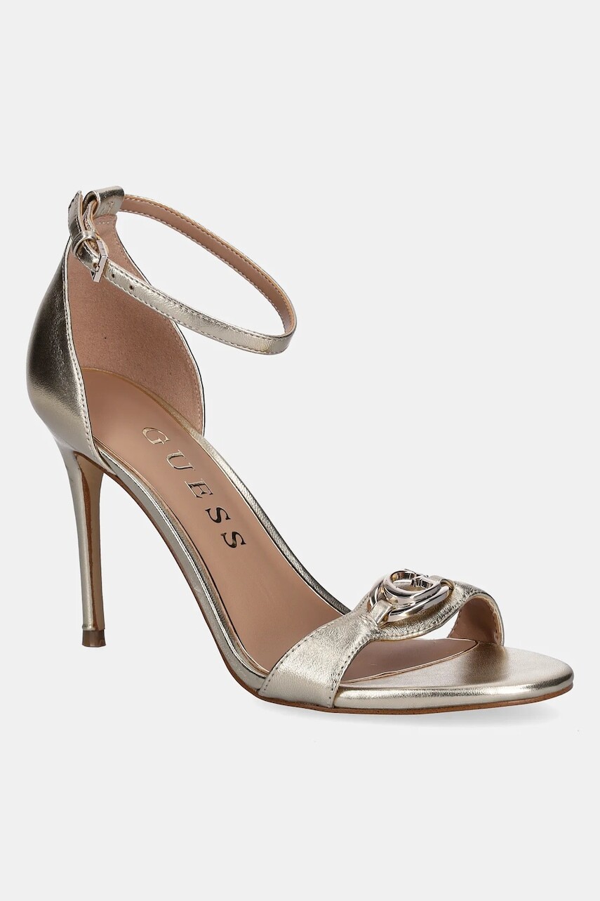 Kožené sandále Guess KABRINA zlatá farba, FLTKAB LEM03