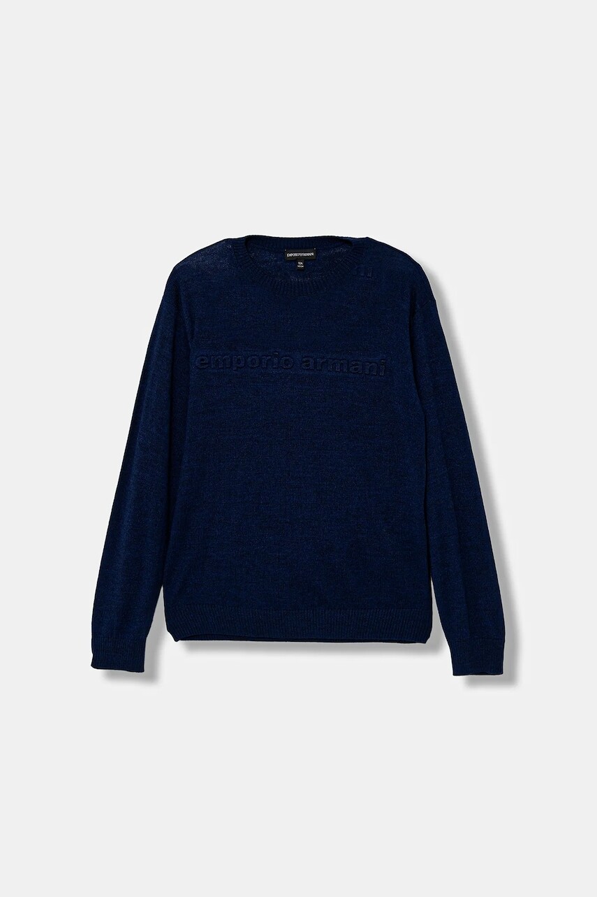 Detský vlnený sveter Emporio Armani tmavomodrá farba, ľahký, EB000808 AF18839