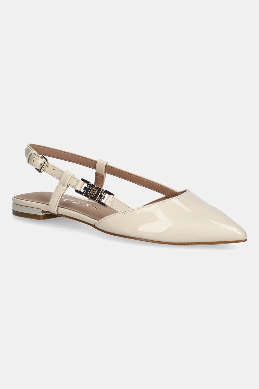 Baleríny Guess FRANIE2 béžová farba, s otvorenou pätou, FLTFR2 PAF05