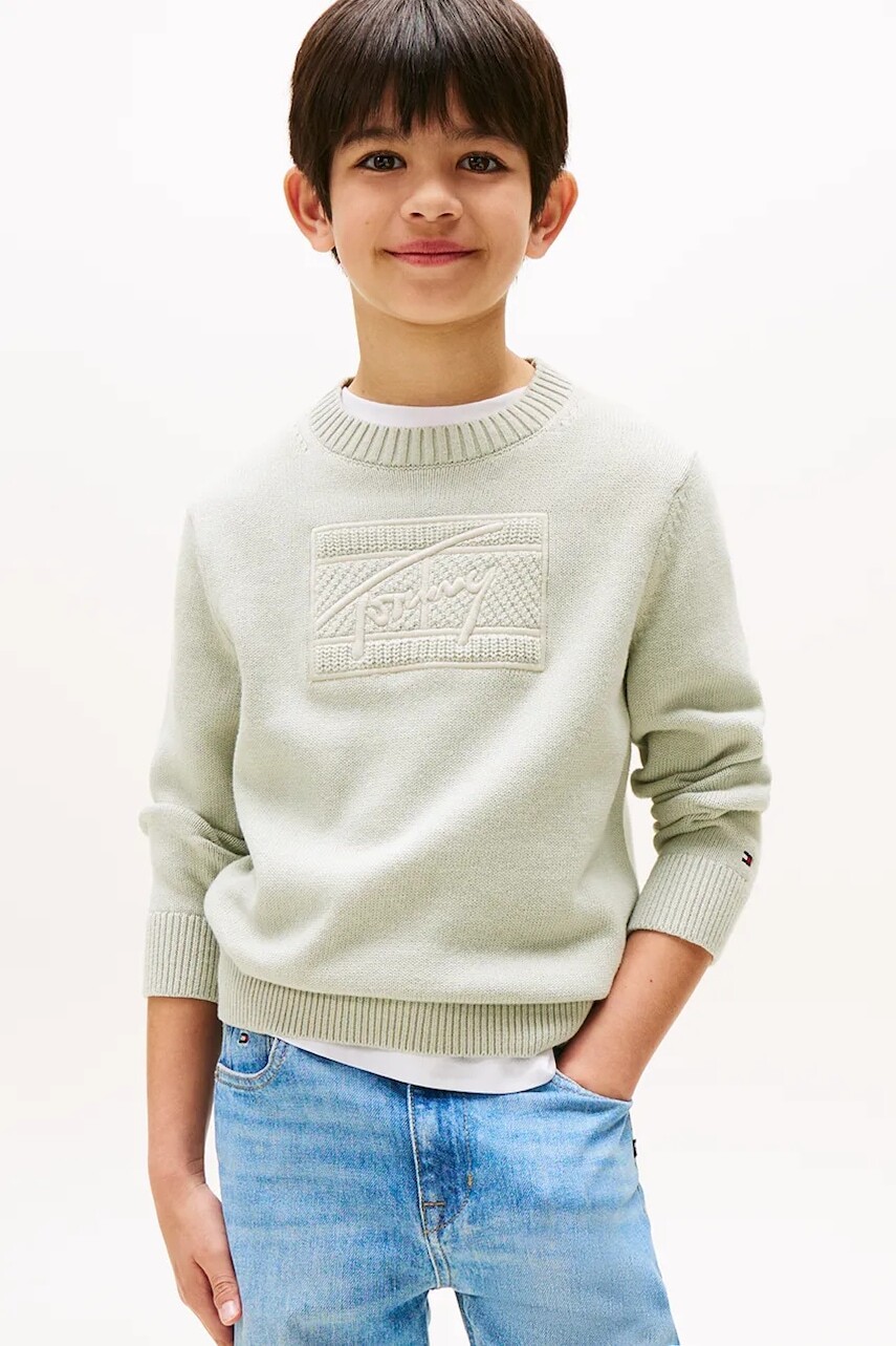 Sveter Tommy Hilfiger tyrkysová farba, KB0KB09810