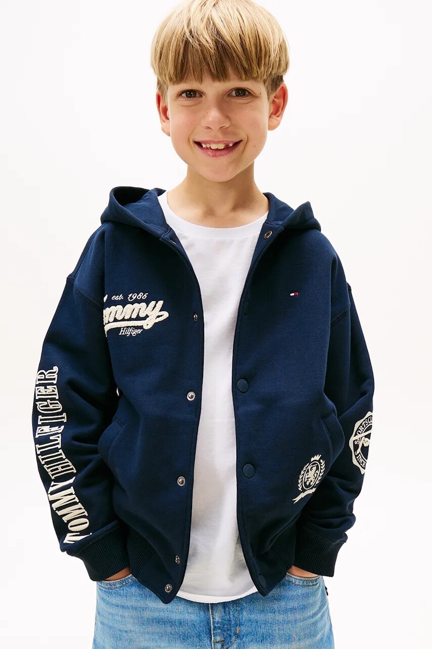 Mikina Tommy Hilfiger tmavomodrá farba, s kapucňou, KB0KB09752