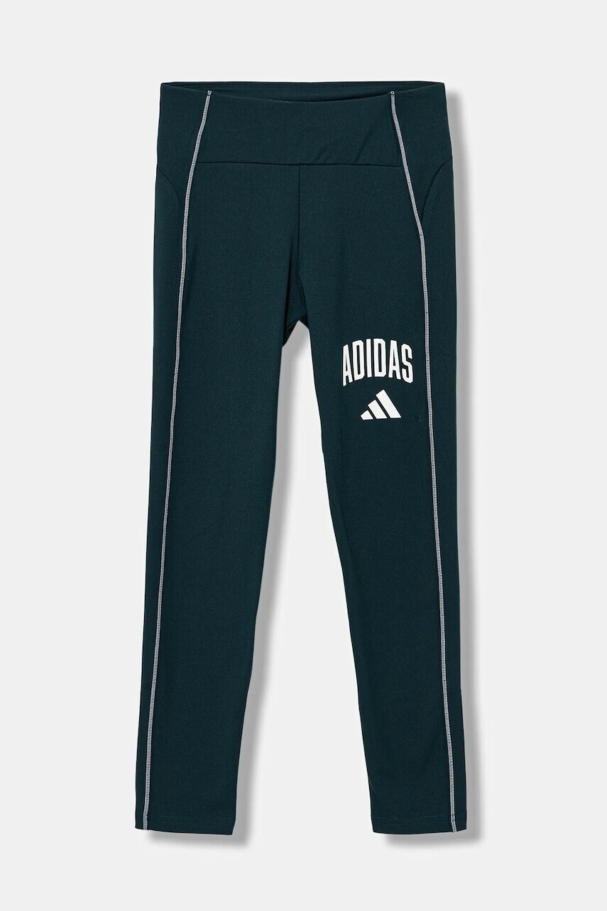 Detské legíny adidas zelená farba, s potlačou, JW8655