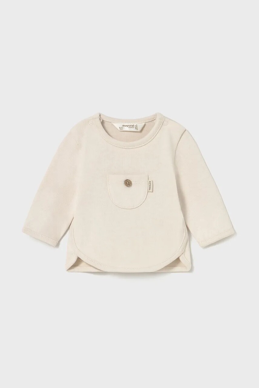 Tričko s dlhým rukávom Mayoral Newborn béžová farba, 2057