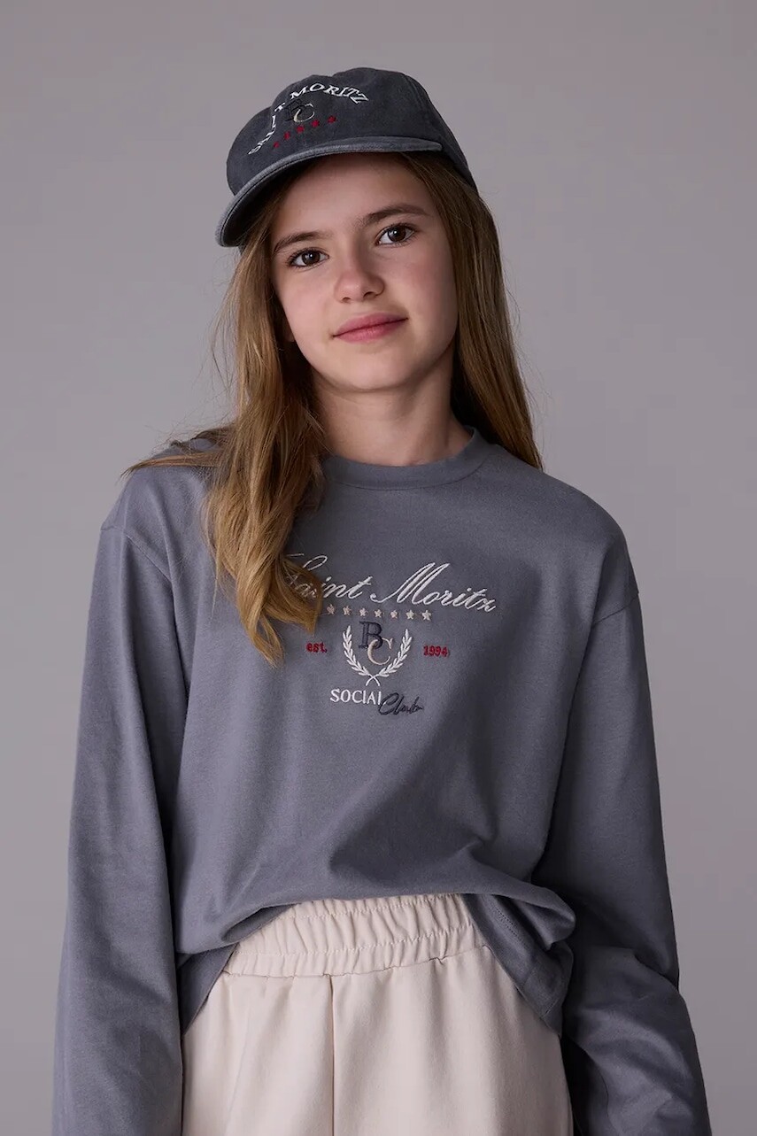 Bavlnené tričko s dlhým rukávom Mayoral šedá farba, 7025