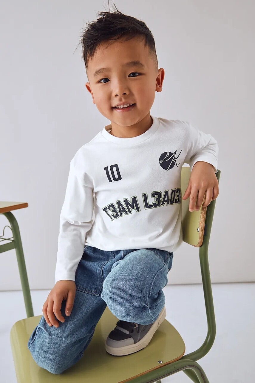 Bavlnené tričko s dlhým rukávom Mayoral béžová farba, 4075