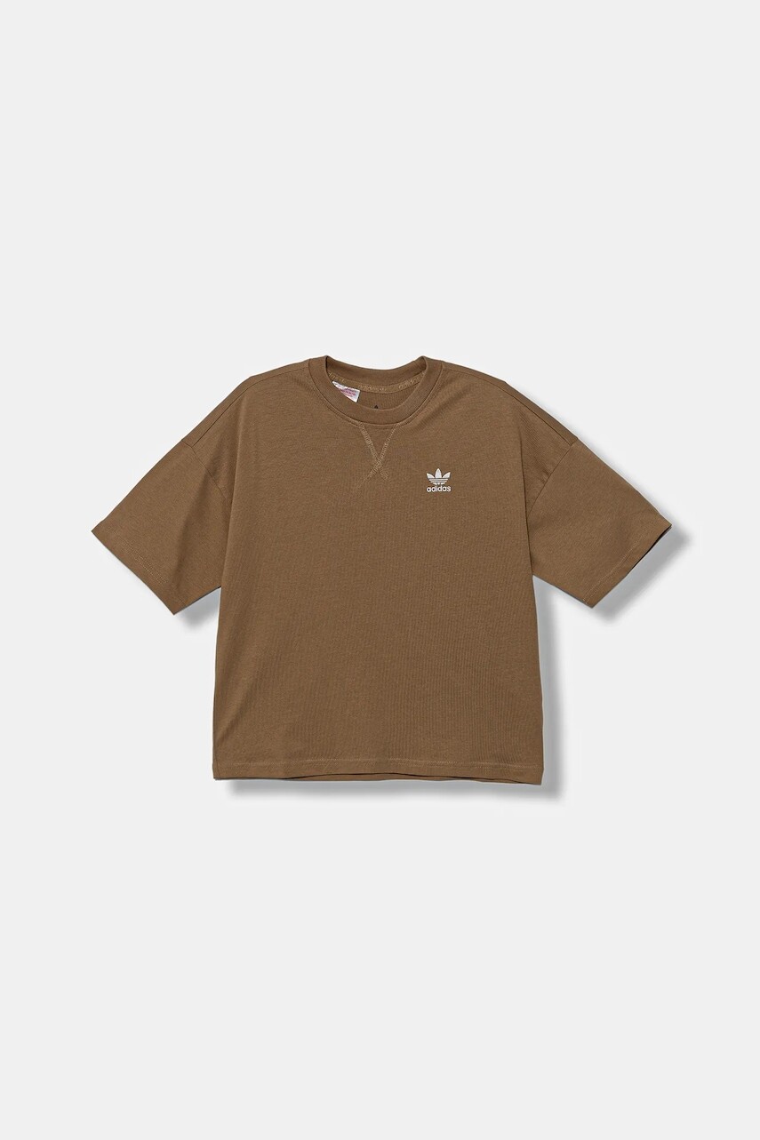 Detské bavlnené tričko adidas Originals béžová farba, jednofarebné, JX2760