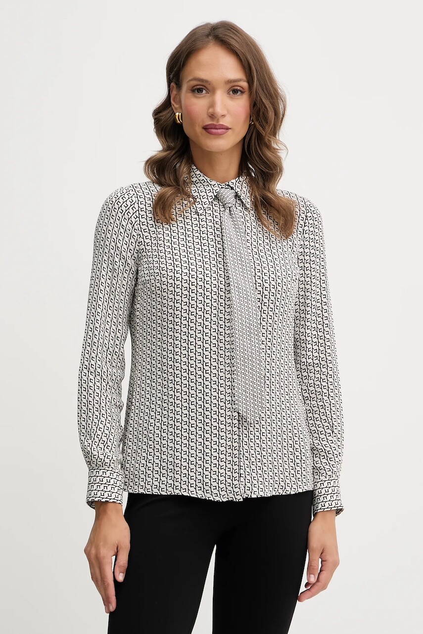 Košeľa Elisabetta Franchi béžová farba, regular, s klasickým golierom, CA10956E2