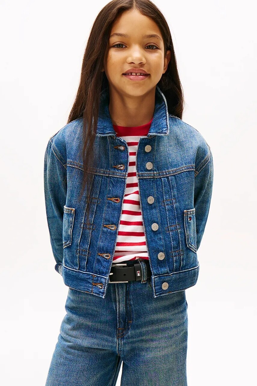 Detská rifľová bunda Tommy Hilfiger tmavomodrá farba, KG0KG08752