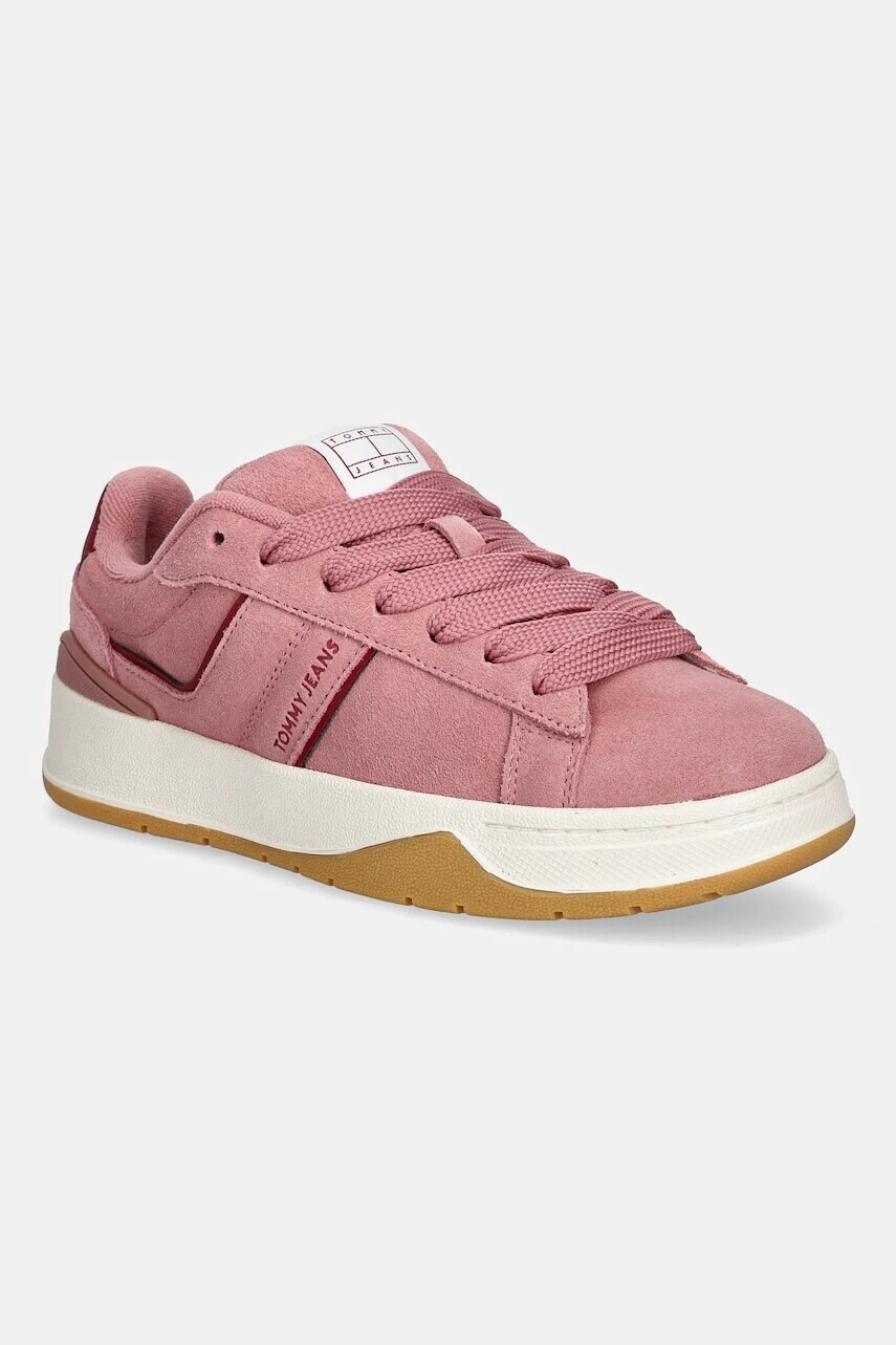 Semišové tenisky Tommy Jeans TJW SKATE SNEAKER ružová farba, EN0EN02808