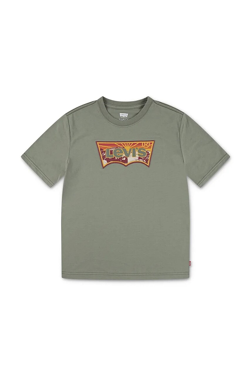 Detské tričko Levi's SUNRISE DESERT TEE zelená farba, s potlačou, 8EN991