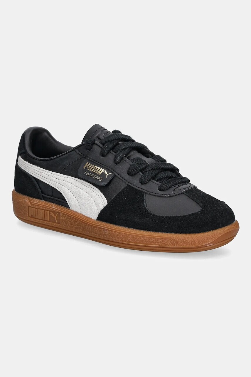 Detské semišové tenisky Puma Palermo Lth Jr čierna farba, 397275