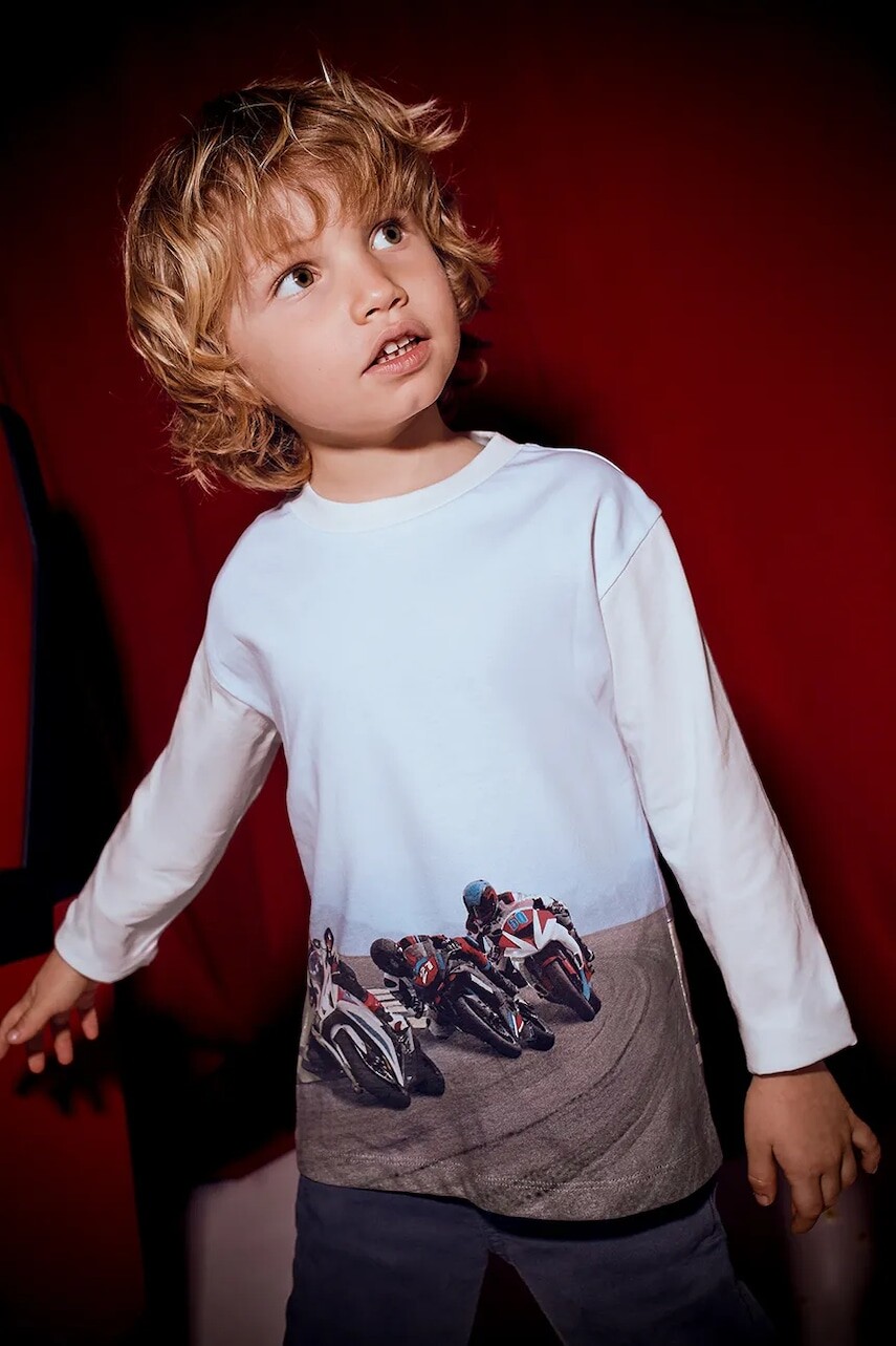 Detská bavlnená košeľa s dlhým rukávom Mayoral biela farba, 4094